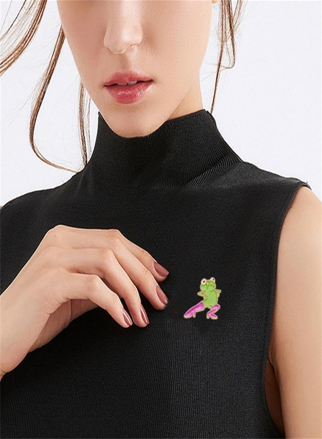 WCRAZYE 2 pcs Pink Glitter Boots Cute Frog Enamel Pins for Women Funny High Heeled Shoes Cartoon Frog Brooches Creative Funny Animals Brooches (Frog) - Image 4